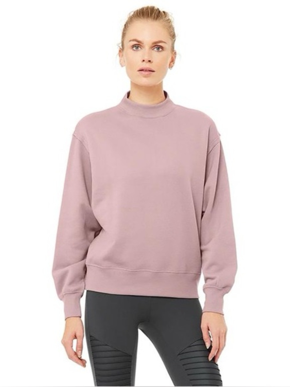 Alo Yoga Freestyle Fleece Mock Neck Sweatshirt Dusted Plum